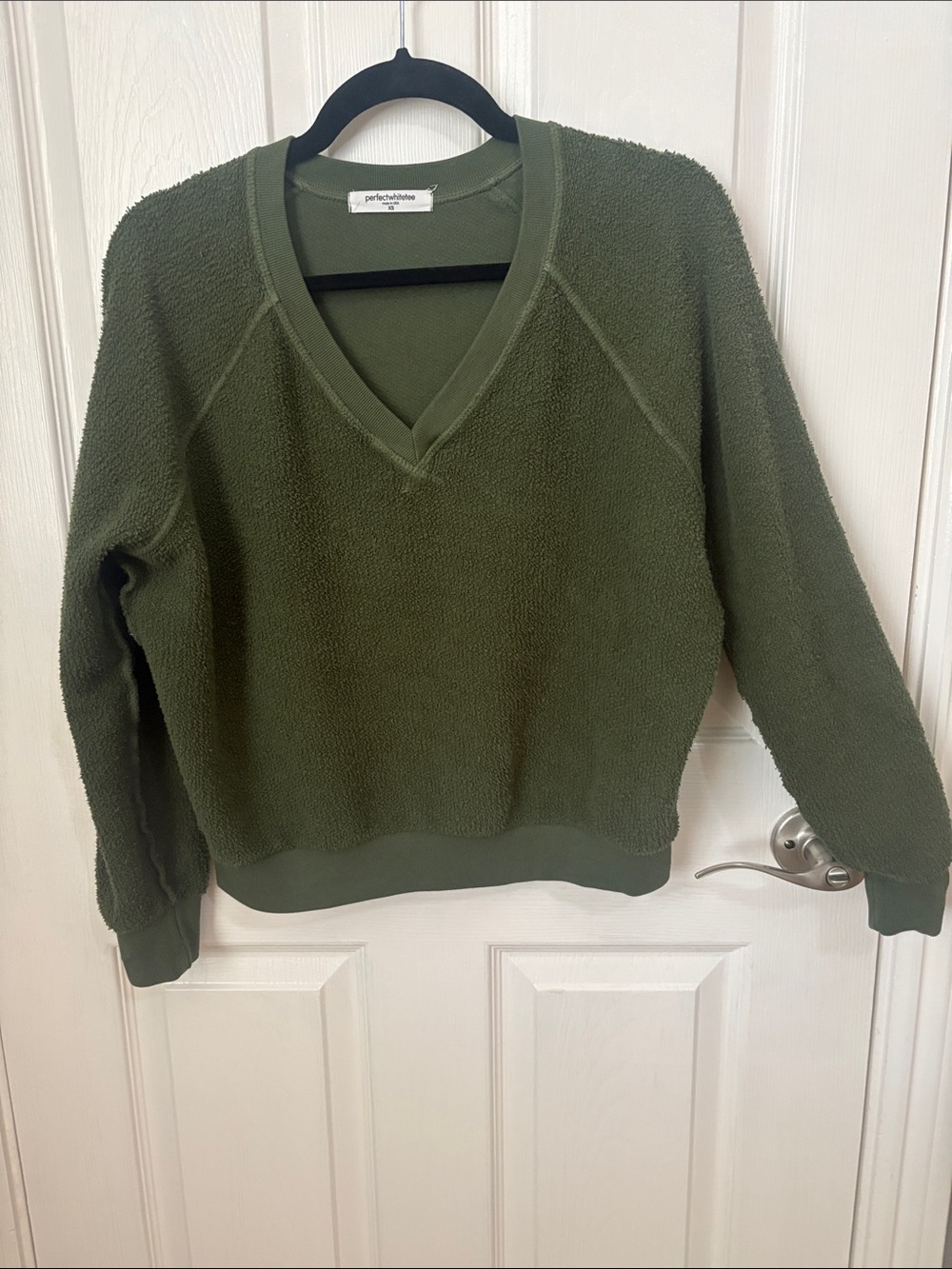 Perfectwhitetee brand Olive Green Ziggy V-Neck Women's Sweater